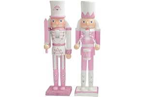 COSORO 30 cm Soldado Trocador de Nueces Rosa de Madera, 2 Piezas Regalos de Trocador de Nueces Soldados Marioneta Muñeca para Presente Tradicional de Navidad Decoración Interior