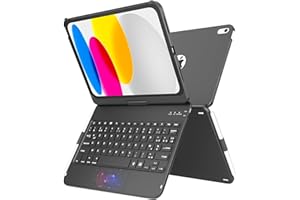TQQ Clavier pour iPad 10/11 Ème Generation (10.9 Pouces 2022/11 Pouces A16 2025) avec Pavé Tactile de Précision, Clavier Rétroéclairé 10 Couleurs de Type Ordinateur Portable, Clavier Français AZERTY
