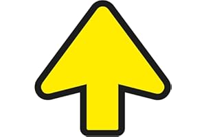 OPUS 2 10 Fußbodenaufkleber, Pfeil, 20 x 20 cm, Gelb/Schwarz - Sicherheitsabstand Aufkleber - Halten Sie 1,5 m Abstand Aufkleber Warnschilder - Anti-Rutsch + Wasserdicht & UV-beständig