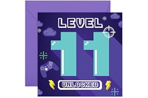CENTRAL 23 Kartki urodzinowe dla chłopców w wieku 11 lat - motyw gier wideo - kartka urodzinowa dla dzieci w wieku jedenastu lat - 11 urodziny - prezenty dla brata wnuka siostrzeńca chrześniaka - w