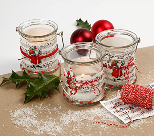 Windlichter, 12 Stück mit Henkel, Laterne Glaslaterne Garten-Deko, Ø 7,6 cm, H 10 cm - 2