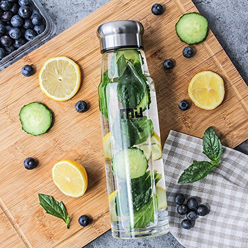 MIU COLOR® 2 Stück 550ml Trinkflasche Glasflasche Nylon Tasche für Auto (ohne Teesieb, schwarz) - 6