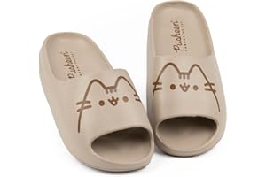 Pusheen The Cat Sliders Chicas | Sandalias marrones para niños de dibujos animados Tabby Cat Character | Beachwear Summer Swimwear Calzado Zapatos