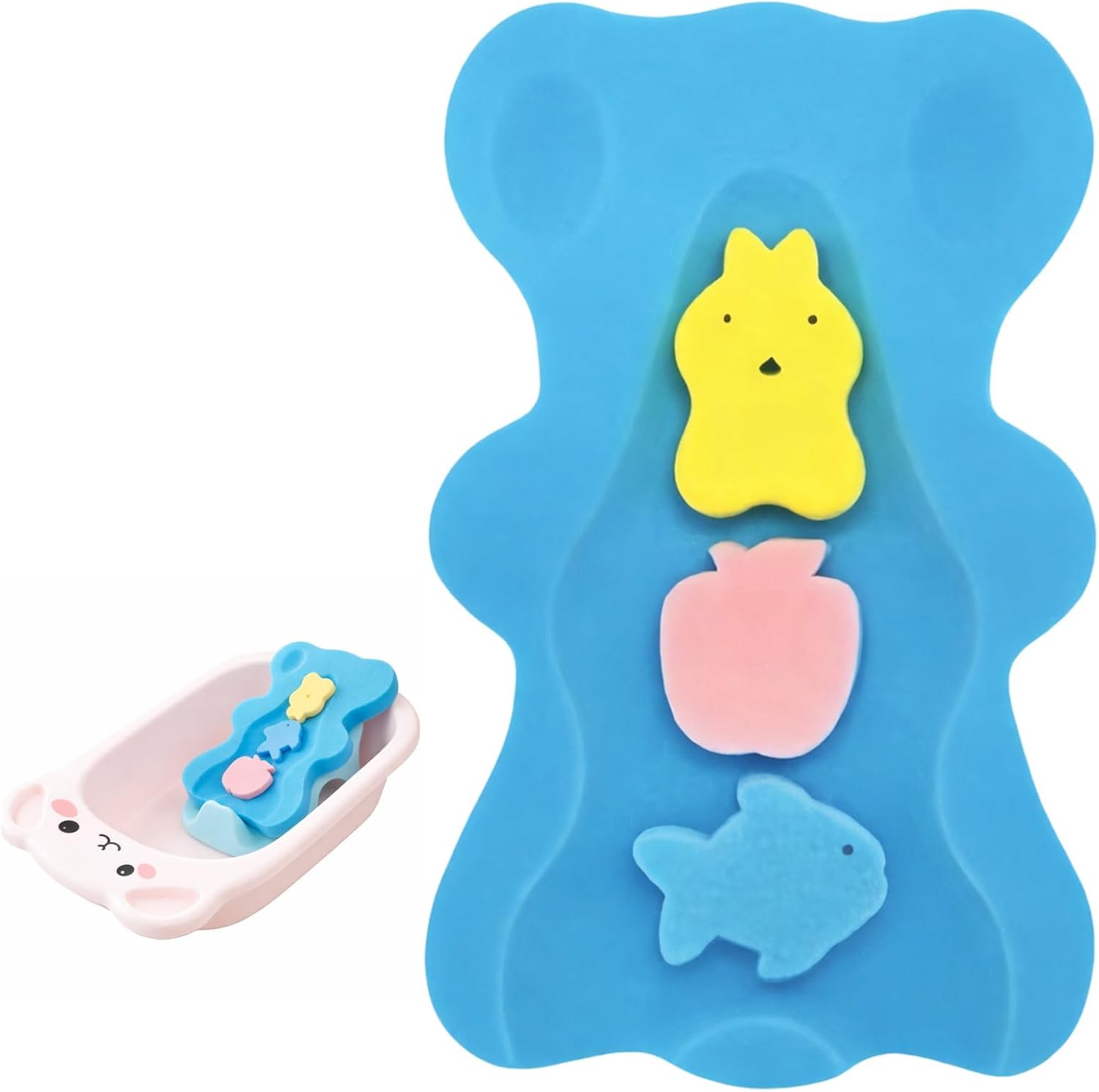 1 Pcs Baby Bath Sponge, Soft Infant Bath Cushion Support, Quick-Drying Travel-Friendly Design, Anti-Slip Bath Seat for Newborns in Sink or Bathtub