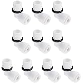QUARKZMAN 10pcs G1/4 Male Thread to 1/4" L Type Quick Connector White Black | Quick Push Button Connector Accessory for Water