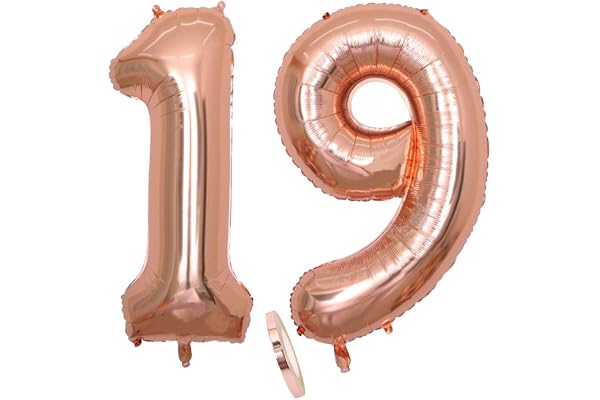 2 Ballons Numéro 19 Or Rose, 40 Pouces Figurines Gonflables Hélium Feuille Chiffres, Géant Pour Décoration Fête D'anniversaire Fille, Prom (XXXL 100cm)