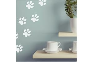 x12 Paw Print Wall Stickers [White] Vinyl Transfers Art Decal Graphics Removable House Pet Cat & Dog Décor Modern Self Adhesive Cute Puppy/Kitten Home Wall Art from LaoGraphics® (White)