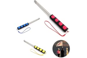 HJIAMA 3 Pezzi Palo Telescopico, 1,2 m Acciaio Inossidabile Sfollagente Telescopico, Asta Bandiera, con Manico Spugna, per Bandiere Guida e Striscioni