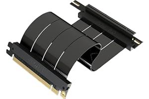 LINKUP - AVA5 Cavo Riser PCIE 5.0┃Pronto Futuro per Supporto GPU Verticale Gen 5┃Velocità x16 128GB/s con Ritiming del Link e Correzione Errori di Potenza┃PCIE 4.0 Compatibile┃Angolo Retto, Nero 20cm