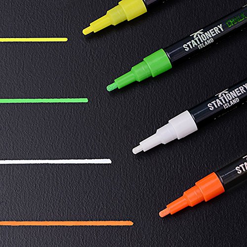Stationery Island Kreidestift D30 3mm Feine Rundspitze – Bunt Trocken Abwischbare Kreidemarker 10er Set - 4