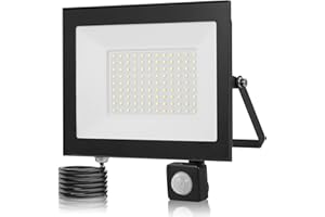 Sararoom 100W Security Lights Outdoor Motion Sensor, 10000LM 6500K Daylight White PIR Sensor Security Light, IP66 Waterproof LED Flood Light Outdoor for Courtyard, Garage, Rooftop, Park, Court