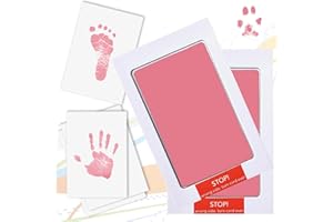 COODY Baby Handprint and Footprint Kit, Safe and Non-Toxic with Clean Touch, Perfect Baby Girl and Baby Boy Gifts, Baby Essentials for Newborn, Ink Pad (2 Pack, Pink)