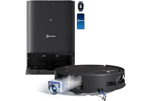 ECOVACS DEEBOT T80 Omni Robot Aspirateur Laveur, 18 000 Pa, Nettoyage Automatique instantané OZMO Roller, ZeroTangle 3.0, Lavage à l'eau Chaude 40-75 ℃, Séchage à air Chaud, Noir