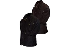 WALKER AND HAWKES Walker & Hawkes – Chaqueta exploradora de motocicleta encerada con 4 bolsillos para hombre