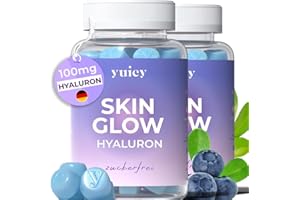 ‎YUICY Yuicy Skin Glow - Hyaluronsäure Gummibärchen – zuckerfreie, hochdosierte Hautvitamine für ein reine und schöne Haut. Mit Biotin, Zink & 6 weiteren Nährstoffen. Vegan und Made in Germany. 120 Gummies.