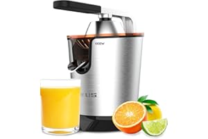 Taurus - Exprimidor Naranjas Easy Press Legend 1000W INOX, Filtro + 2 Conos, Regulador Pulpa Electrico, Vertido Continuo con Palanca, Antigoteo, Desmontable, Fácil Limpieza, Sin BPA