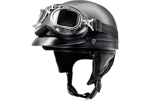LPXPLP Moto Casque Jet Bol Vintage ECE Homologué Casque Moto Jet avec Lunettes pour Scooter Chopper Casque De Moto Homme Et Femme Helmets Pilot Retro, Demi-Casque D'Été A,54-62CM