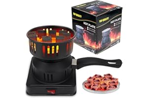 ASANMU Allume-charbon avec pince et poignée isolée contre la chaleur - Allume-charbon 450-600 W - Allume-charbon électrique de qualité supérieure - 450-600 W - Puissant - Rapide et sûr