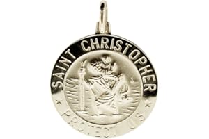 CHRISTOPHER JAMES OF LONDON Personalised With Your Engraving Baby Child Christening Gift 925 Sterling Silver 12mm 3D St Christopher Medal Pendant With Optional Curb Chain In Gift Box (12" to 24")