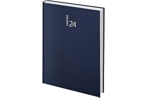 HONOH Agenda Giornaliera 2024 15x21 cm Formato A5 - Agenda 2024 da Lavoro, Agenda con Copertina Rigida per Appuntamenti, Planner 2024 Casa e Lavoro (Blu)