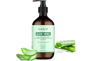 OUKEYA Aloe Vera Puro Gel 500ml + 2% Niacinamida, Para Cara, Cuerpo y Cabello, Para Quemaduras Solares, Rojeces y Piel Seca, Calma, Refuerza La Barrera Cutánea y Dermatológicamente Testado