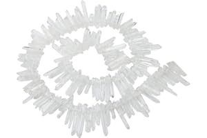 ‎KYEYGWO KYEYGWO Titanium Beschichtet Kristall Punkt Perlen Grobe Stein Sticks Spikes Natürliche Quarz Gebohrt 15 Zoll Strang Lose Perlen für Schmuck Machen