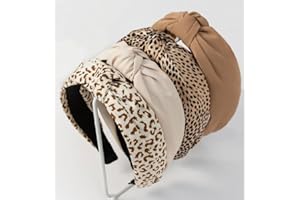 Kotkiddy 4 Pieces Headbands for Women Non-Slip Fashion Women Headbands for Hair Cute Hairband for Women Hair Wide Knot Leopard Print Headband