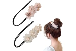 WHYCNJL 2 Stück Flower Hair Bun Roller Twist Hairstyle Dutt Haarschmuck Bun Hair Clip Fauler Lockenwickler Haarknoten Maker Haarknotenmacher for Women and Girls (Weiss Rosa)