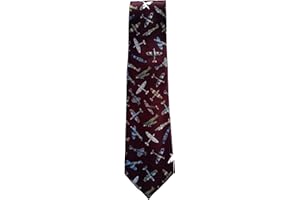 THE TIE STUDIO RAF Spitfires on Burgundy Sleeved Polyester Novelty Tie
