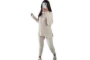 Crazy Fashion Tracksuit For Women UK Ladies Chunky Knitted High Roll Neck Winter Top Ribbed Bottom Loungewear Long Sleeve Legging Women's Warm Jumper 2PCS Suit Set 8-14
