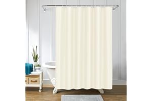 LUKDUNG 180x220 zasłona do wanny z poliestru, zasłona do prysznica antypleśniowa do łazienki, zasłona do wanny i prysznica z tkaniny wodoodporna, nadaje się do prania, z 12 haczykami, beżowa