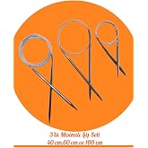 Masal &Ouml;rg&uuml; Evi &Ccedil;elik Telli Misinalı &Ouml;rg&uuml; Şişi Seti, 40cm 60cm ve 100cm Uzunluk, 3'l&uuml; Set, Dikişsiz Bere ve Yaka &Ouml;rg&uuml;s&uuml; İ&ccedil;in, 