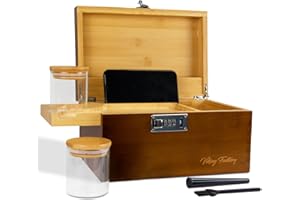 Viking Factory Large Bamboo Box Tray Set with Combination Lock Decorative Box for Home Storage Box -Premium Removable Tray and All Accessories