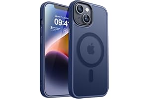 CANSHN Funda Magnética Mate para iPhone 13/14, Compatible con MagSafe, Protección Grado Militar, Carcasa Translúcida Mate Trasera Fina Antigolpes 6,1” - Azul Oscuro