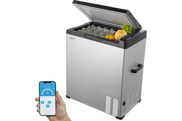 VEVOR Réfrigérateur Portable à Compression 70 L, Mini Frigo de Voiture 12/24 V CC et 100-240 V CA, Glacière à Zone Unique, -20 °C à 20 °C Température Réglable, pour Camion Bateau Maison Camping
