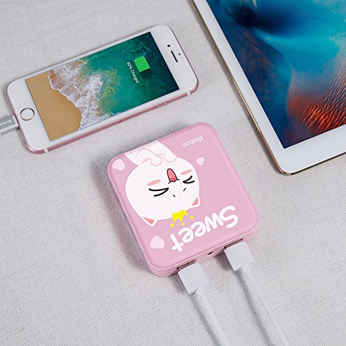Batterie Externe Yoobao 10400mAh Chargeur Portable Power Bank Compact Mini Lampe de Poche LED Piles Externes 2 Ports USB pour iPhone 8 8 Plus   7  iPad  Samsung Galaxy  etc  - Rose
