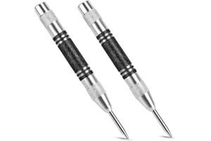 JNTMIKUN Automatischer Körner 2 Stück Automatik Körner Metall, Automatic Hole Punch, Körner Automatisch mit 2 Ersatzspitzen für Metall, Holz，Geeignet für Metall, Stahl, Holz, Glas, usw.