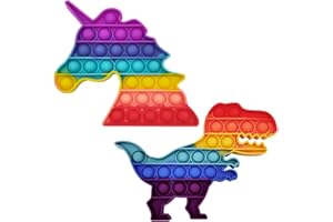 FIDGETARIAN Set Pop it Fidget Toy - Push Pop it Antiestrés Niños - Push Pop Bubble Fidget Juguetes Antiestrés - Sensorial Herramientas para Aliviar el Estrés y la Ansiedad (Dinosaurio + Unicornio)