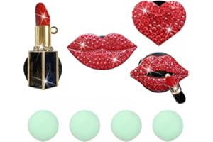 MIOYOOW Lot de 4 Clips de Ventilation pour Lèvres Roses/rouges, Clip de Sortie de Climatisation, de Désodorisant de Voiture en Forme de Cœur Clip D'aromathérapie en Strass pour Femmes