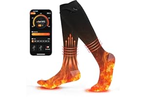 UOUNEACO Chaussettes Chauffantes Améliorées pour Hommes et Femmes - Chaussettes Thermiques Intelligentes en Fibre de Carbone avec 4 Réglages de Température, Alimentation par Batterie
