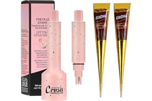 ALONK 2 Stück Henna Braun Sommersprossen+1*sommersprossen Stift ,Braunes Henna für Natürliche Freckles,Farben Gesicht Haarfarbe