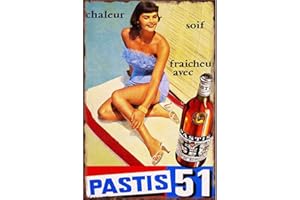 Shunry Pastis 51 Vintage Plaque Affiche Étain Métal Mur Signe Rétro Décoration pour Bar Café Garage Gaz Station Accueil Club