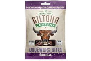 THE ORIGINAL BILTONG COMPANY Original Biltong Stick Bites (Droëwors). Tasty High Protein, Gluten & Nitrate Free, Meat Snack Bags. (Original, 10 x 30g)