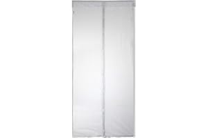EXTSUD Magnetic Screen Door, Polyester Magnetic Door Fly Screen Curtain Magic Paste Curtains Super Quiet Stripes Encryption for Anti Mosquito or Anti Pest Magnetic Soft Door (White, 100 x 220 cm)