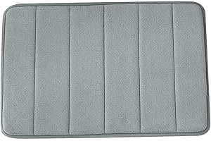 VSUSN Bathroom Mat Non Slip Bath Mat Memory Foam Bathroom Carpet, Microfiber, Rectangle, Absorbent, Easy to clean (Grey, 30 x 50 cm)
