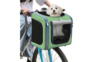 KANGWFAN Hundekorb Fahrrad Vorne,Erweiterbarer Faltbarer Hund Bike Korb,Haustier Fahrradkorb Mit 4-Offenen Türen 4-Mesh-Fenster,Hundefahrradkorb Vorderkorb Tiere bis 10 kg,Für Kleine Hundekatzen Welpen Pet