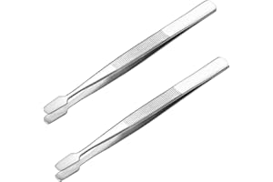 FOMIYES 2Pcs Stamp Flat Paddle End Style Stamp Tongs Curved Stainless Steel Philately Stamps Collector Tools (Silver)
