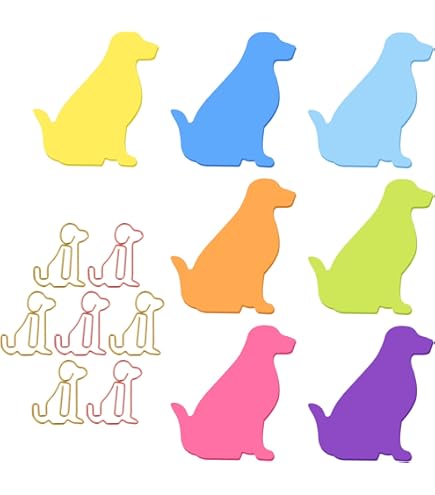 Ymapinc Leuke hond kleverige notities met paperclips, 210 vellen cartoon dier zelfklevende notities, indextabs, hondenvorm, memoblokken, indextabbladen voor herinneringen, kantoor, school en thuis (7
