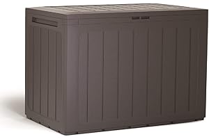 Baul de jardin 190 litros Prosperplast Boardebox de plastico en color ocre oscuro 78 x 43,3 x 55 cm