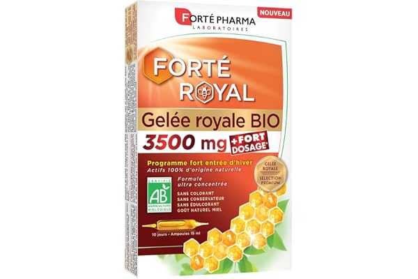 Forté Pharma - Gelée Royale Bio 3500 mg BIO | Complément Alimentaire à base de Gelée Royale Bio - Immunité | 10 ampoules = Cure 10 jours
